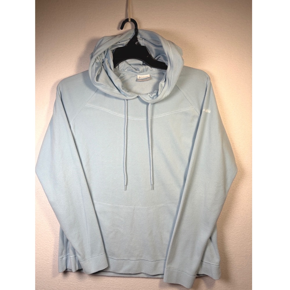 Columbia Fleece Hoodie Women XL Blue Excellent Pullover Raglan Sleeve Pocket